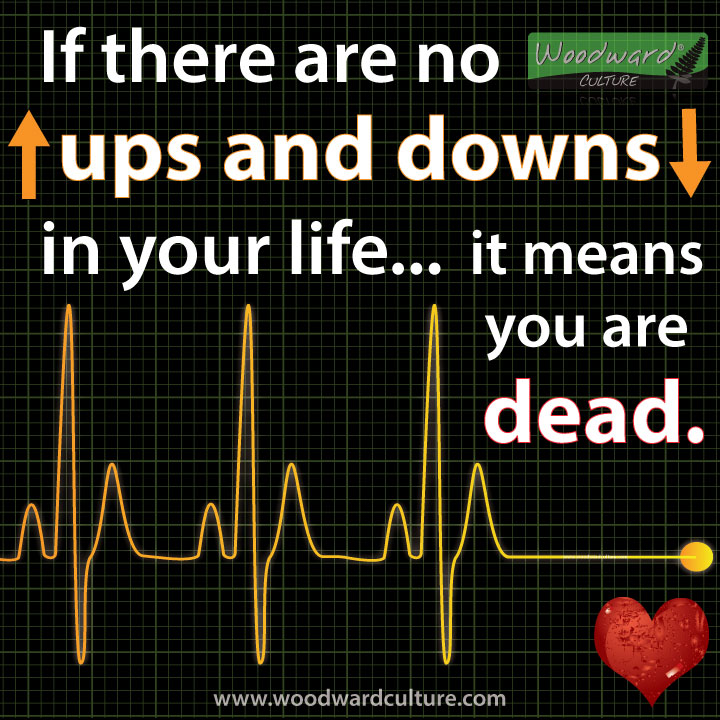 If there are no ups and downs in your life, it means you are dead. Quotes by Woodward Culture.