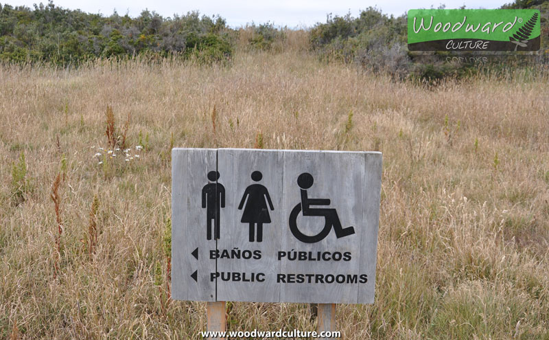 Baños Públicos | Public Restrooms Sign in Tierra del Fuego, Patagonia, Chile | Woodward Culture