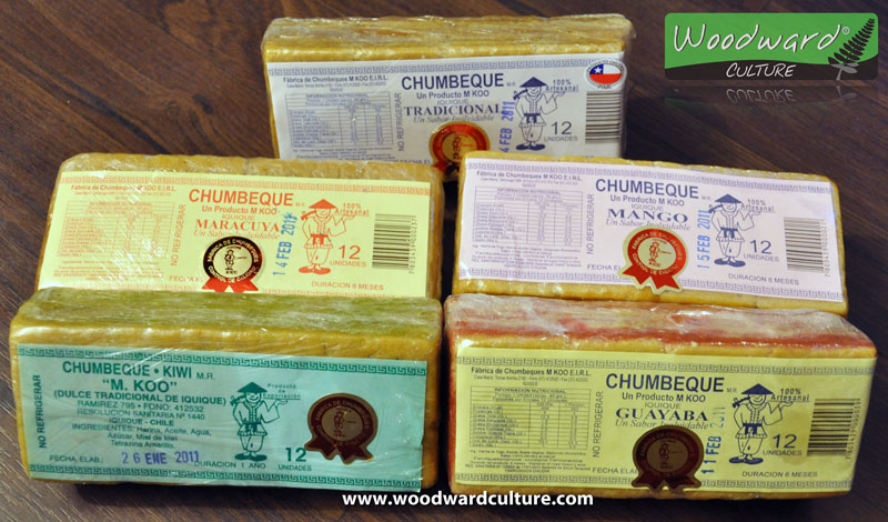 Different chumbeque flavors - A typical sweet from Iquique, Chile. Algunos sabores de chumbeque. Woodward Culture