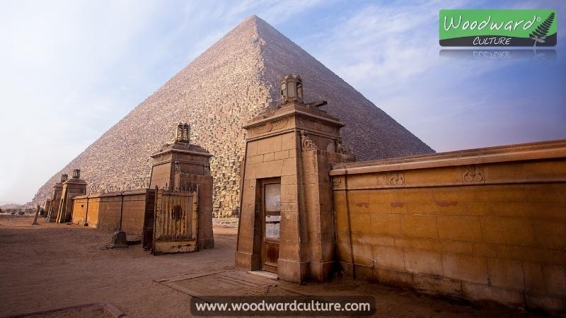 Wall and Gate outside one of the pyramids of Giza in Egypt - Woodward Culture