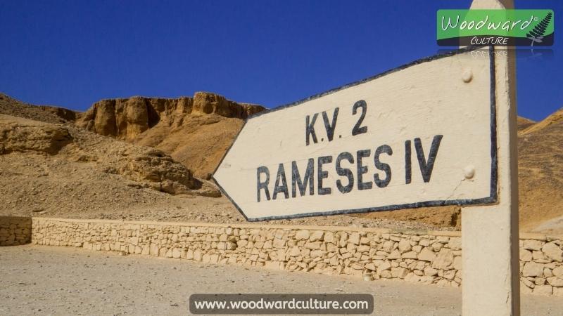 Sign to Rameses IV Tomb KV2 - Valley of the Kings Luxor Egypt - Woodward Culture Travel Guide