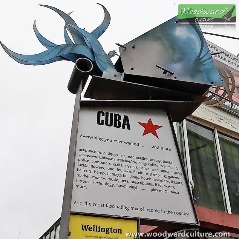 Cuba Street Sign in Wellington New Zealand - Woodward Culture